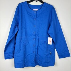 NEW Koi Scrubs Women XL Blue Olivia Scrubs Top Long Sleeve Cotton